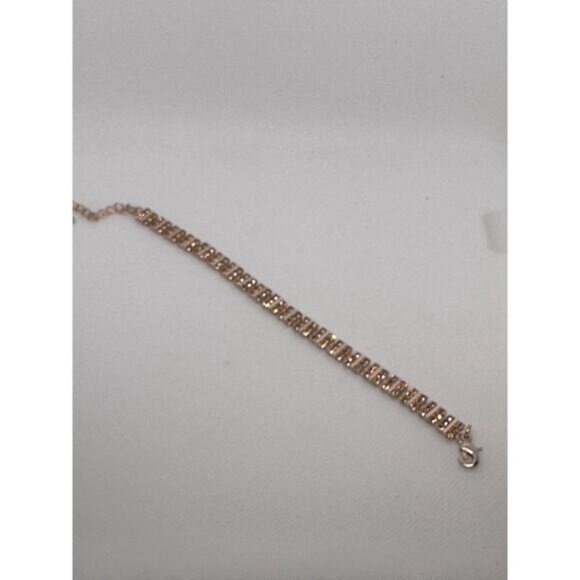 Amber Colored Rhinestone Bracelet Beautiful Elegant Lobster Claw with Extender - Picture 6 of 9